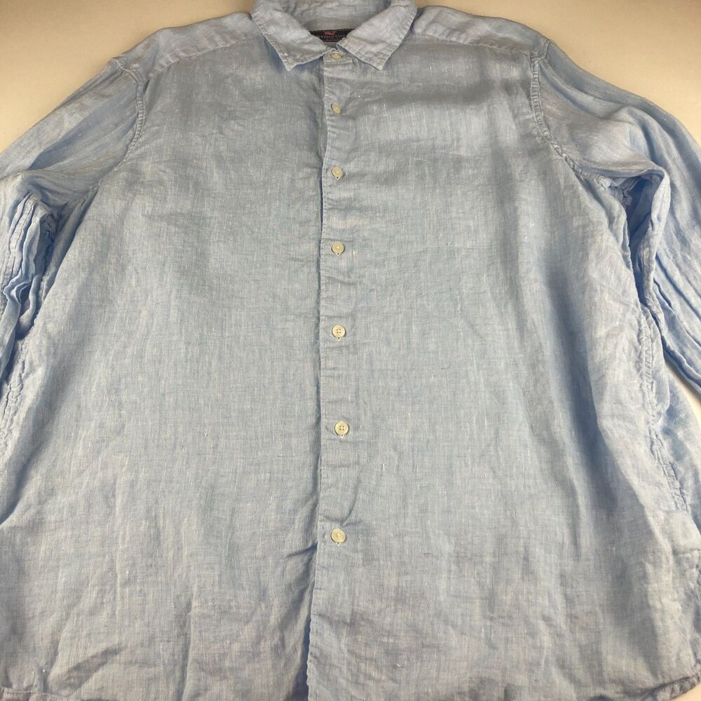 Vineyard Vines Shirt Mens XL 100% Linen Light Blue Long Sleeve Button Up
